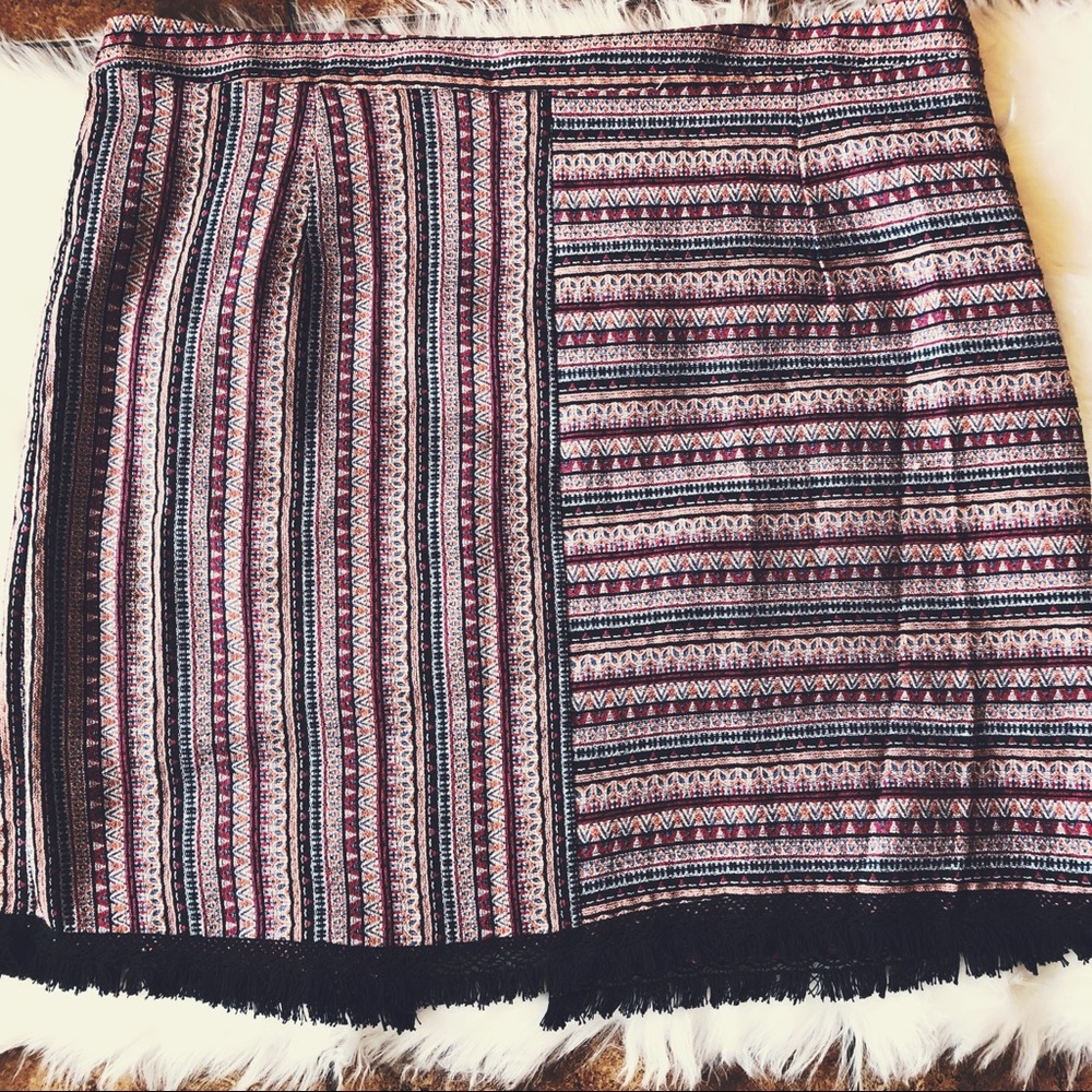 Ing Multi-Color Fringe Hem Skirt - Plus Size 1X